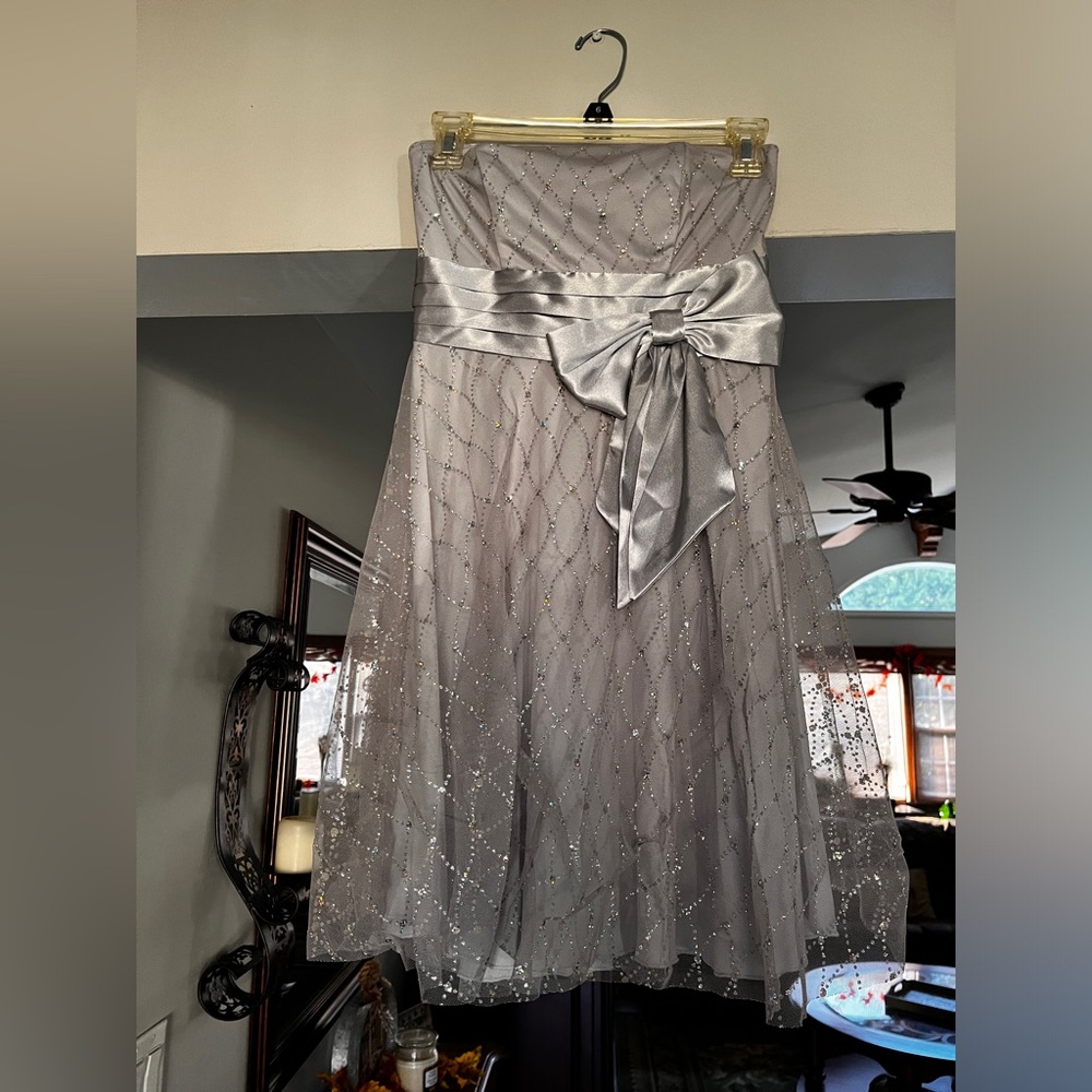 Strapless sequin cocktail dress